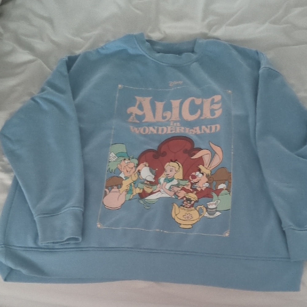 Disney Blue Alice in Wonderland Crewneck